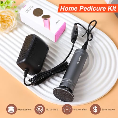 Electric Foot Callus Remover Rechargeable Pedicure Kits with 11 Pack Pedicures Replacement Heads (6 Extra Coarse & 5 Regular Coarse Heads), Feet Care for Removes Dry Hard & Dead Skin Ideal Gift