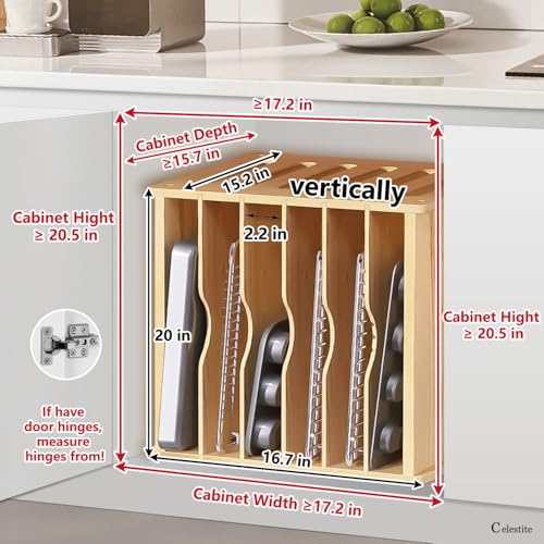 Wooden Baking Sheet & Tray Organizer for Cabinets - Multi-Layer Kitchen Storage