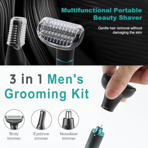 Men's 3-in-1 Waterproof Body Hair Trimmer with Detachable Heads