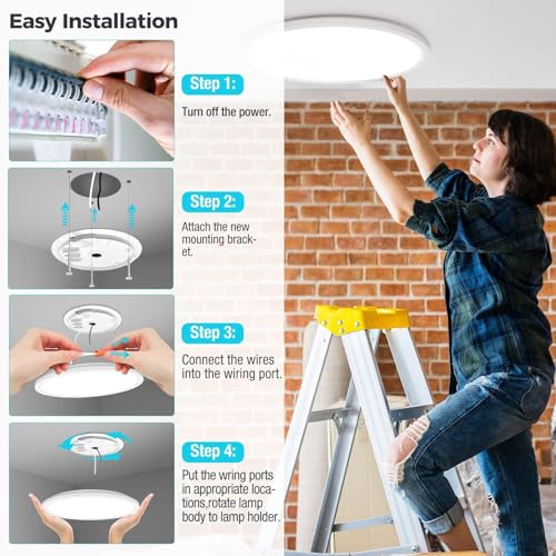 13 Inch LED Flush Mount Ceiling Light 6 Pack - White, 3200LM, 28W, 3 Color Temp
