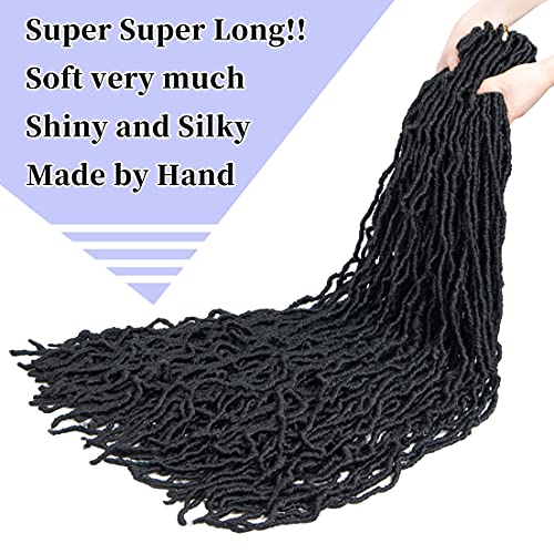 Alaleibaby 44 Inch Faux Locs Crochet Hair - 6 Pack, Soft Goddess Braids 1B