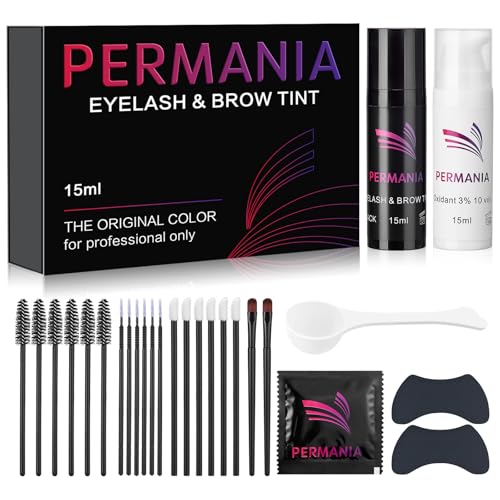 PERMANIA Lash Color Kit, Natural Black 15 ml for Lashes and Brows with Detailed Instruction Eyebrow Color for Beginners, Salon Grade