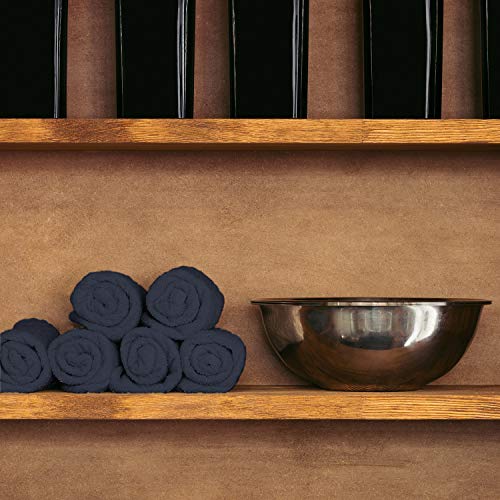 Navy Bleach-Resistant Salon Towels 12 Pack - 100% Cotton Hair & Spa Towels