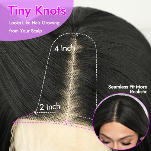 Black Wigs for Women 30 Inch Wavy Synthetic Lace Wig - Long, Natural Look, Beginner Friendly
