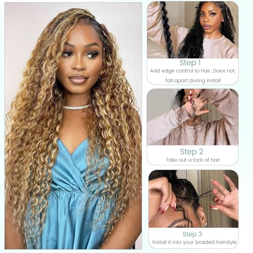 14 Inch Water Wave Human Hair for Braiding - 2 Bundles 100g - Blonde #27P613 Variation 27P613