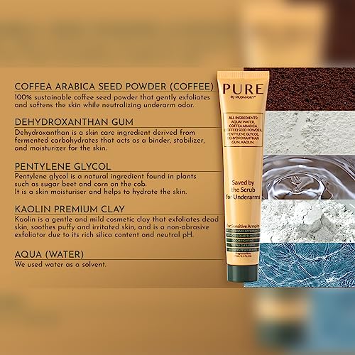 MUDMASKY pure - Saved by the SCRUB FOR UNDERARMS. Armpit Detox Scrub & Mask. Made with 5 clean ingredients - upcycled coffee beans