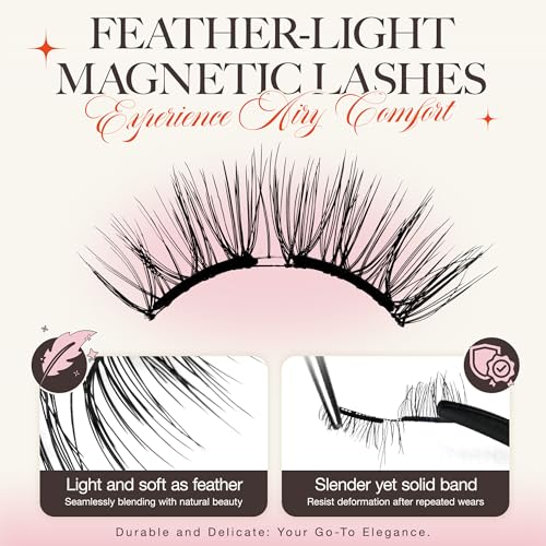 Magnetic Eyelashes with Applicator - Reusable Natural Look, No Glue - A14