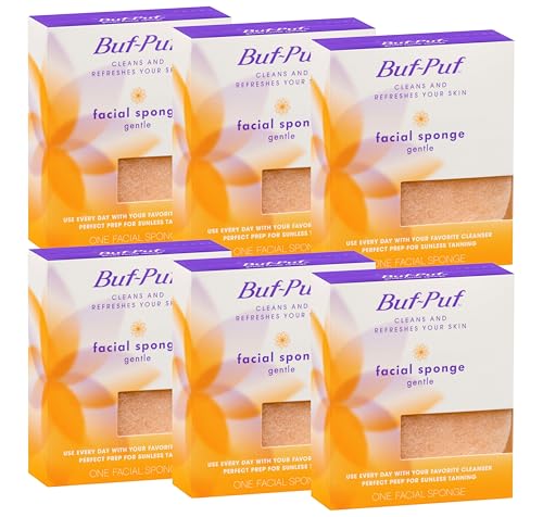 Buf-Puf Gentle Facial Sponge - Reusable All-Purpose Cleanser, Pack of 6