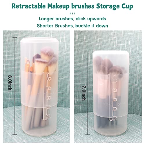 OCHEAL Clear 4-Pack Makeup Brush Holders Travel Case with Adjustable Height & Dual Compartments