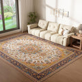 Orange 8'x10' Washable Boho Low Pile Non-Slip Area Rug - Watthourhome