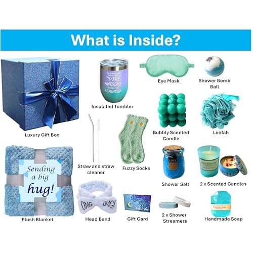Get Well Soon Gift for Women ? 18 Pcs Spa Care Package, Tumbler, Candles, Fuzzy Socks ? Relaxation Gift Basket for Mom, Wife, Friend ? After Surgery, Birthday, Self Care