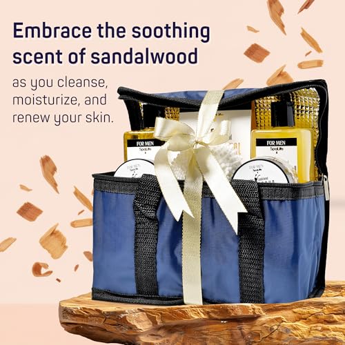 Sandalwood Luxury Men’s Grooming Gift Set - 7-Piece Body Wash, Lotion & More