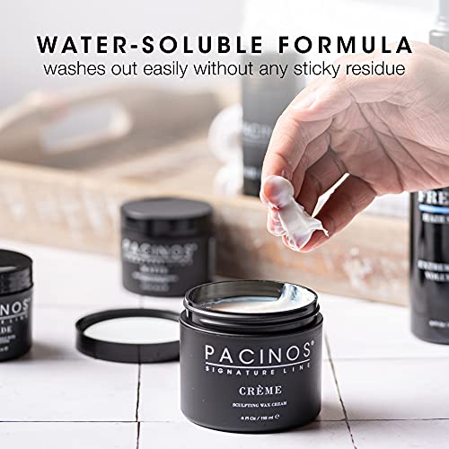 Pacinos Creme Hair Sculpting Wax Cream 4oz Pack of 2 Medium Shine, Water Soluble Styling