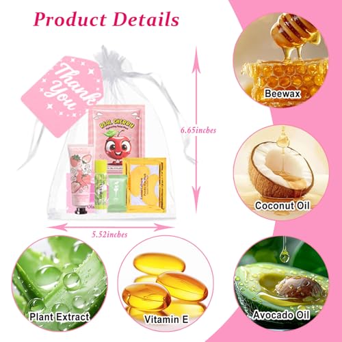 Firstfly 90Pcs Pink Spa Skincare Set for Kids & Teens - Party Favors, Masks, Lip Balm, Hand Cream, Stocking Stuffers