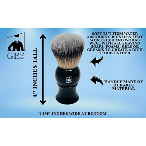 G.B.S 4 Piece Shaving Set, 5 Blade Cartridge Compatible Black Handle Razor, Black Shaving Brush Synthetic, Shave Razor and Brush Stand, Sandalwood Shaving Cream Grooming Kit for Men