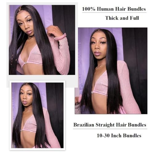 Brazilian Virgin Straight Hair Bundles 18 20 22 Inch - 3 Pack, Unprocessed Human Hair