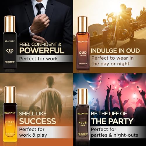 Men's Luxury Perfume Gift Set - 4 Miniatures, Woody & Citrusy Scents