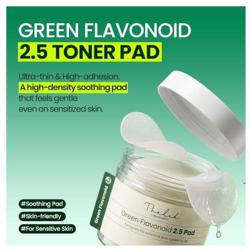 Green Flavonoid Toner Pads for Sensitive Skin - 90 pcs. | Soothing & Hydrating Facial Pads