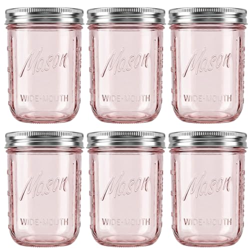 WELLIFE 12-Pack Mason Jars 16 oz with Lids ? Wide Mouth Glass mason jars, Airtight Leak-Proof canning jars 16 oz for Food Storage, Fermenting, Pickling, Freezing, and Crafts