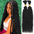 16 Inch Natural Black Deep Wave Human Hair for Braiding - Bulk Bundles, 110g