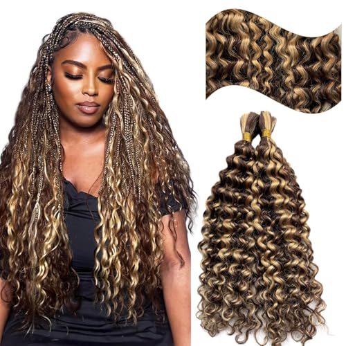 Licoville Ombre Braiding Hair 4/27 Boho Curly Bundles 18 Inch - Human Hair
