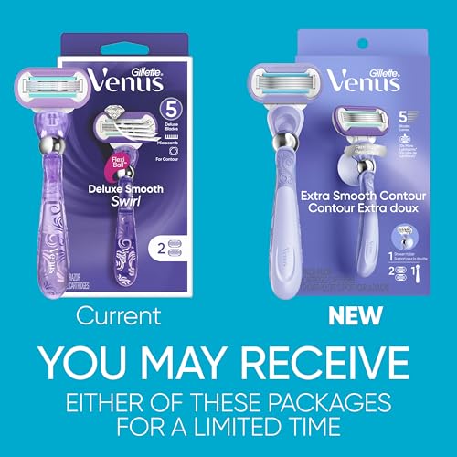 Gillette Venus Deluxe Smooth Swirl Women's Razor Handle + 2 Refills - 1 Pack of 2