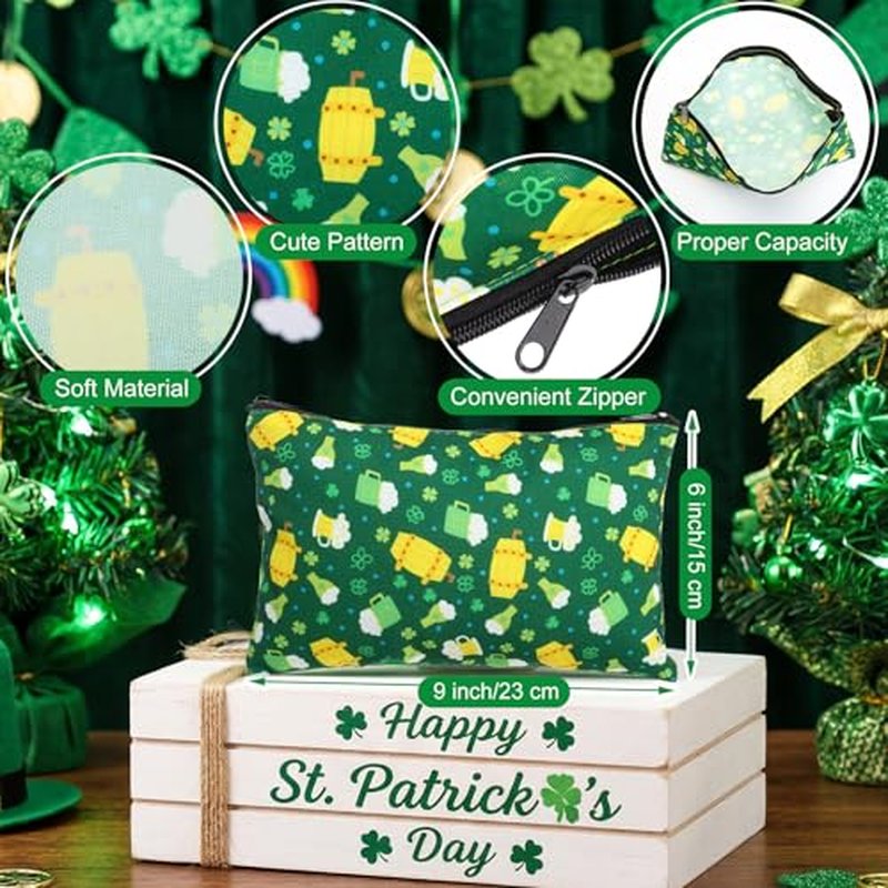 18 Pcs St Patrick's Day Gifts Set Happy St Patrick's Day Enamel Mugs Irish Shamrock Lucky Makeup Bags Green Clover Socks Bulk Party Favors Supplies for Women Coworkers Saint Patty's Decor