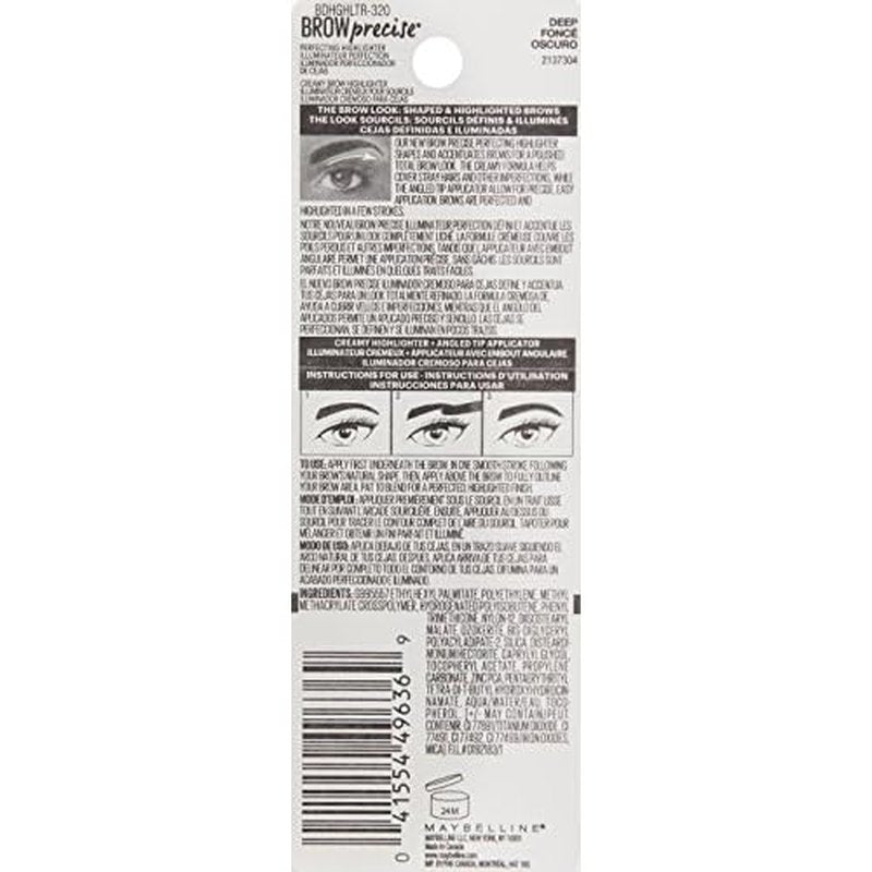 Maybelline Brow Precise Perfecting Eyebrow Highlighter, Dark, 0.04 oz.