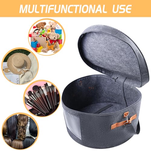 Foldable Wig Storage Box - Medium Grey Travel Case for Multiple Wigs