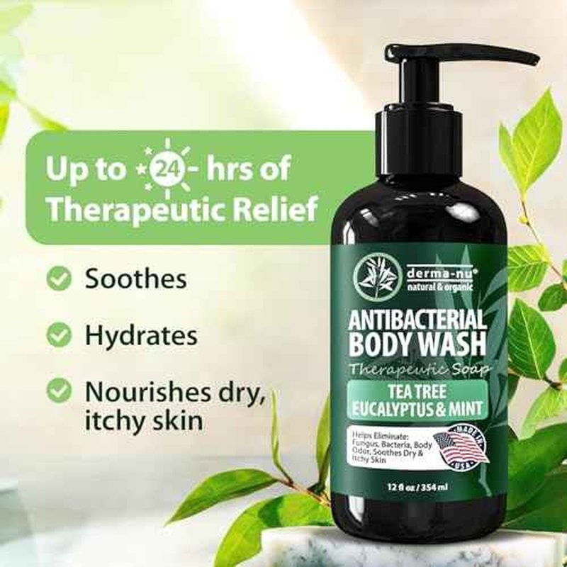 Derma-Nu Therapeutic Antibacterial Soap & Tea Tree Body Wash ? For Jock Itch, Athlete¡¯s Foot, Eczema & Back Acne ?For Men and Women Safe for All Skin Types ? 12 oz