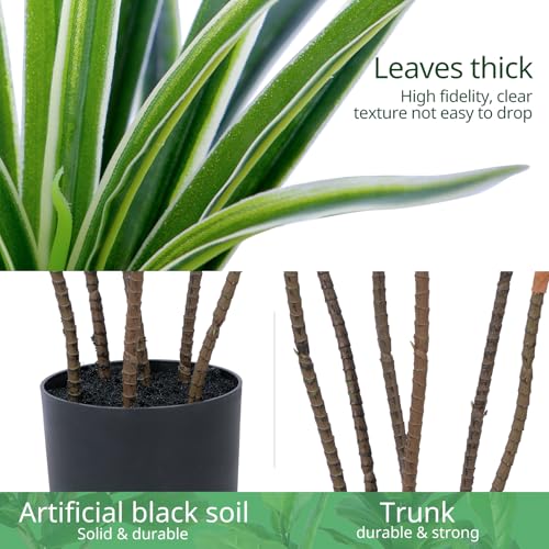 5 ft Artificial Dracaena Tree - Fine-Leaved Dracaena Indoor Tall Faux Plant in Pot (YEPDIN, 5ft)