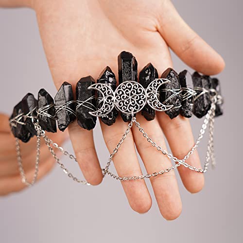 Crystal Quartz Tiara Headband for Women - Boho Goddess Crown Wedding Party