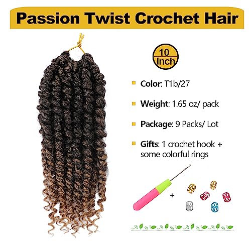 Forevery Passion Twist Hair 10 Inch Crochet Pre-Twisted 9 Packs T27 - 12 Strands/Pack
