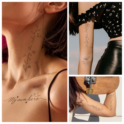 Cerlaza Temporary Tattoos Adult, 29 Styles Fake Tattoos Semi Permanent Tattoo for Women Girls, Realistic Long Lasting Small Rose Tatoo Temporary Kits Flower Floral Stickers Body Art for Hand Neck