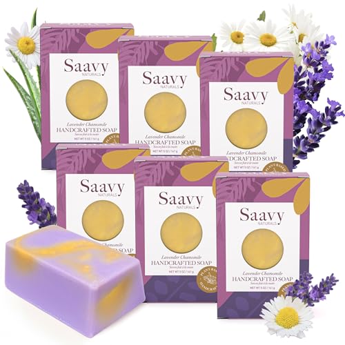 Lavender Chamomile Organic Handmade Soap Bar 5 Oz - 2 Pack Vegan Moisturizing Gift Set
