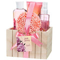 Pink Peony Spa Bath Set in Wooden Plant Box for Women - Self-Care Gift