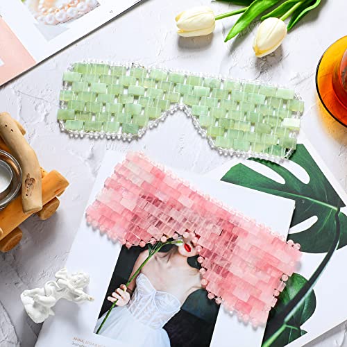 Jade and Rose Quartz Eye Masks Set - Cooling Relaxation Compress for Eyes