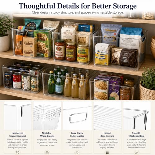 MOONEDGE 8 Pack XL Clear Food Storage Containers 13x10x8in, 16QT Capacity