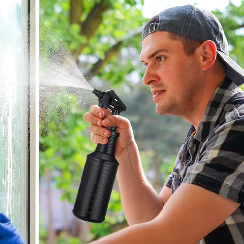 Honeydak 3 Pack Plastic Spray Bottles Black 24 oz Heavy Duty Opaque Spray Bottles UV Light Blocking Refillable Reusable Leak-proof Sprayers for Cleaning Solution Kitchen Garden Home Plant