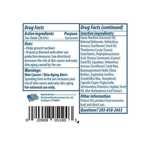 Dermatone Mineral Sunscreen Stick SPF 50 Zinc Oxide | Sunscreen Stick for Face and Body, Broad Spectrum UVA/UVB, Reef Safe, Moisturizing, Water Resistant (80 min), Fragrance Free, 0.5 oz