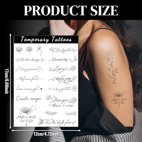 Cerlaza Temporary Tattoos Adult, 29 Styles Fake Tattoos Semi Permanent Tattoo for Women Girls, Realistic Long Lasting Small Rose Tatoo Temporary Kits Flower Floral Stickers Body Art for Hand Neck