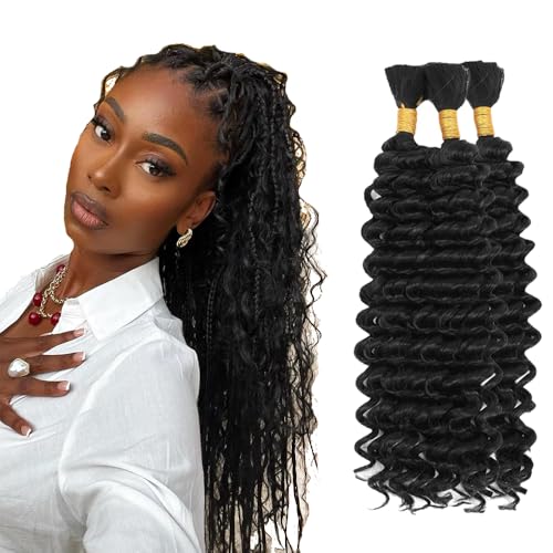 Brazilian Virgin Human Hair Deep Wave Bundles BA 16 Inch Natural Black - 3 Pack