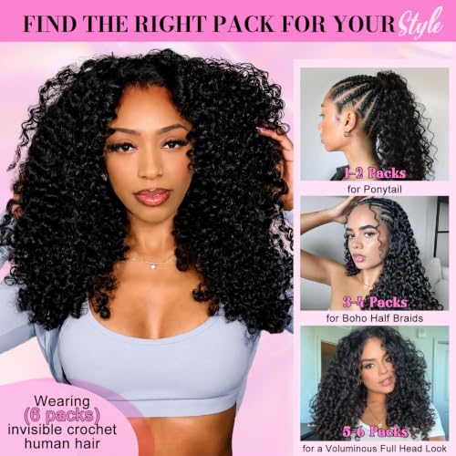 Crochet Human Hair Bundles 22 Inch Burmese Curly Pre Separated for Black Women - Variation of THIS listing