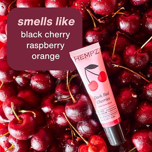Hempz Cherry Tinted Lip Balm, hydrating gloss for dry cracked lips, Dark Red Cherries, .44 fl.oz.