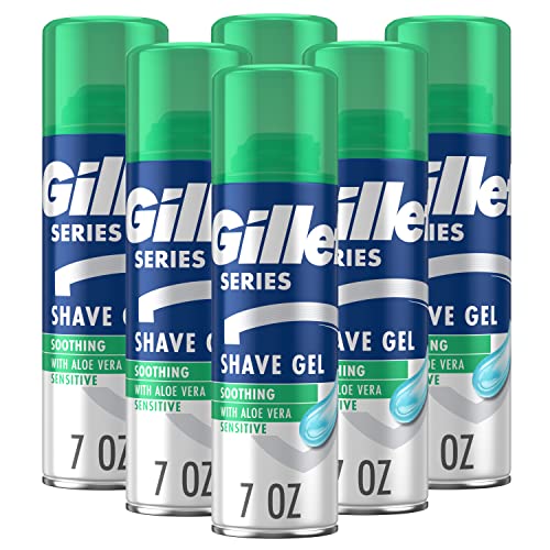 Gillette Sensitive Shave Gel with Aloe - 7 Oz, 6 Count, Hydrates & Protects Skin