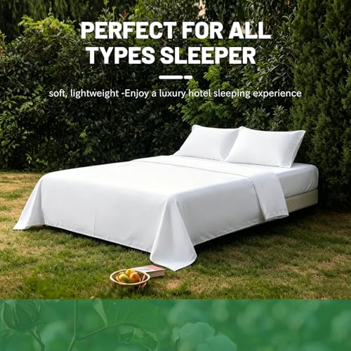 Queen Size 1000 Thread Count Egyptian Cotton Bed Sheets Set - White, Deep Pocket - Overket