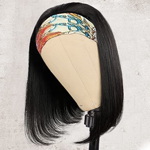 Headband Wig Human Hair Straight Bob 14 Inch for Black Women - None Lace - Variation: Headband Straight Bob Wig / 14 Inch