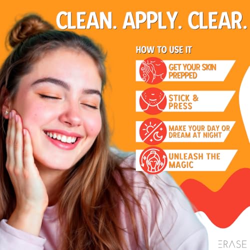 Erase Pimple Patches for Face - Fast-Acting Acne Patches with Hydrocolloid Patch Technology, 108 Patches: Parches Para Acne Invisible Design, Secure Adhesion for Proactive Acne Treatment for Face