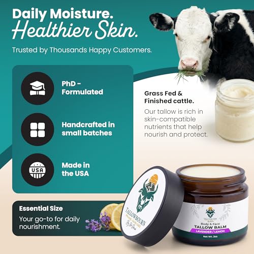 Lavender Lemon Grass-Fed Beef Tallow Balm for Face & Body - 2oz - Variation of Lavender and Lemon / Pack of 1