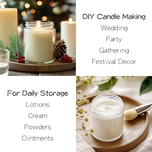 KEYWING 30Pack 8oz Candle Jars with Lids, Clear Glass Jars with Black Metal Lids, Empty Jar for Candle Making, Powders, Cream